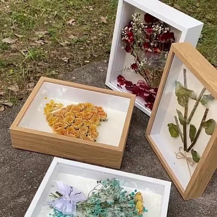Dried flower photo frame DIY hollow 5cm8 inch 10 inch a4 table rose framed acrylic picture frame hollow photo frame