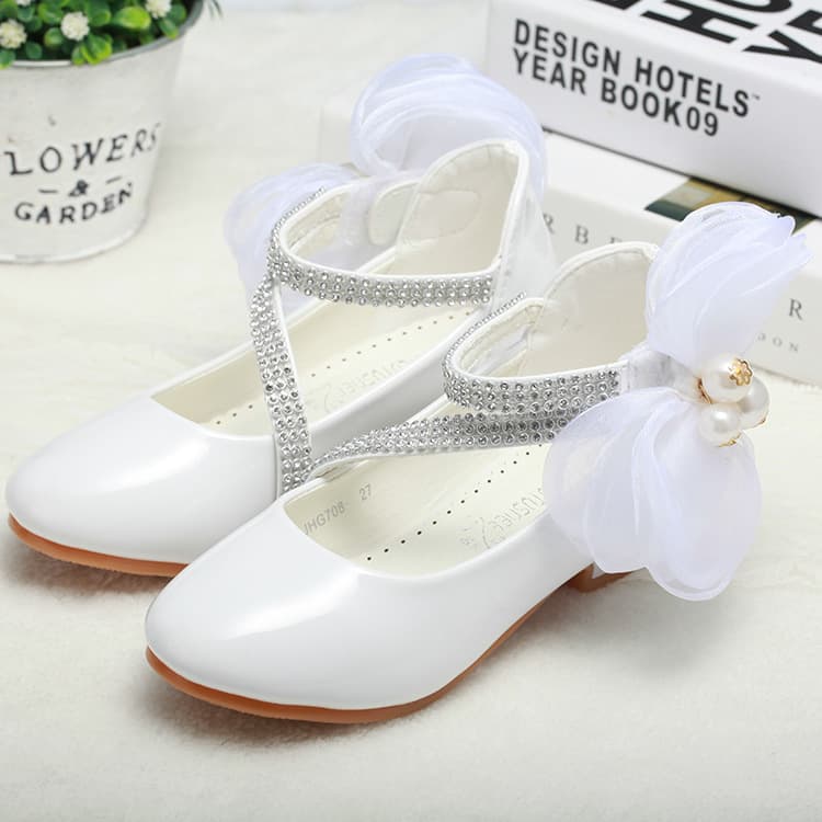New Little Heel Princess Shoes for Big Kids, Flower Girl Shoes for Banquets and Performances, Girl Shoes