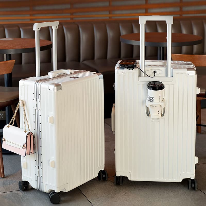 24-inch Aluminum Frame Luggage, Large Capacity Trolley Case, 20-inch Carry-on Size, Password Suitcase for Men and Women Students