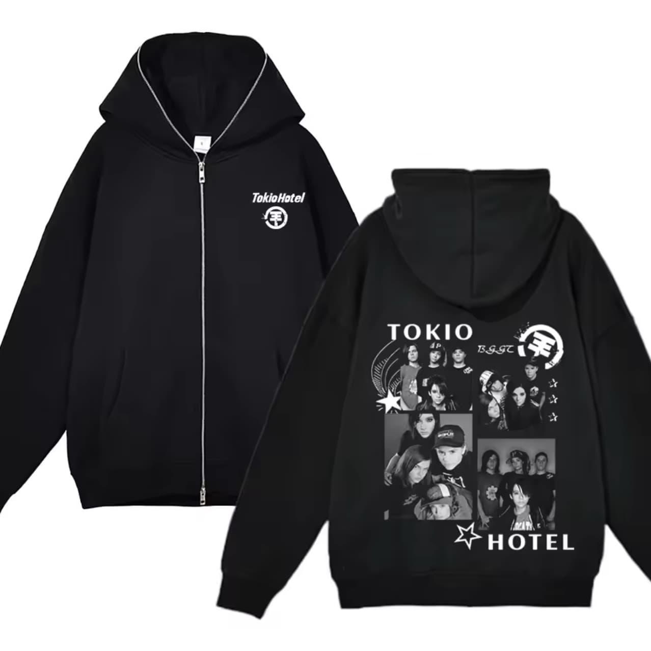 Tokio Hotel Jacket Bill Kaulitz Hoodie Rock Band Sweatshirt Y2K Full Zip Top Fashion