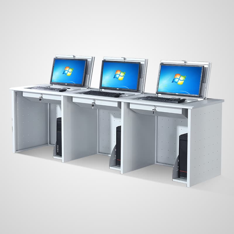 Flip Computer Desk for Schools, Multimedia Conference Table, Classroom/Computer Lab Training Learning Station with Hidden Flip Desk