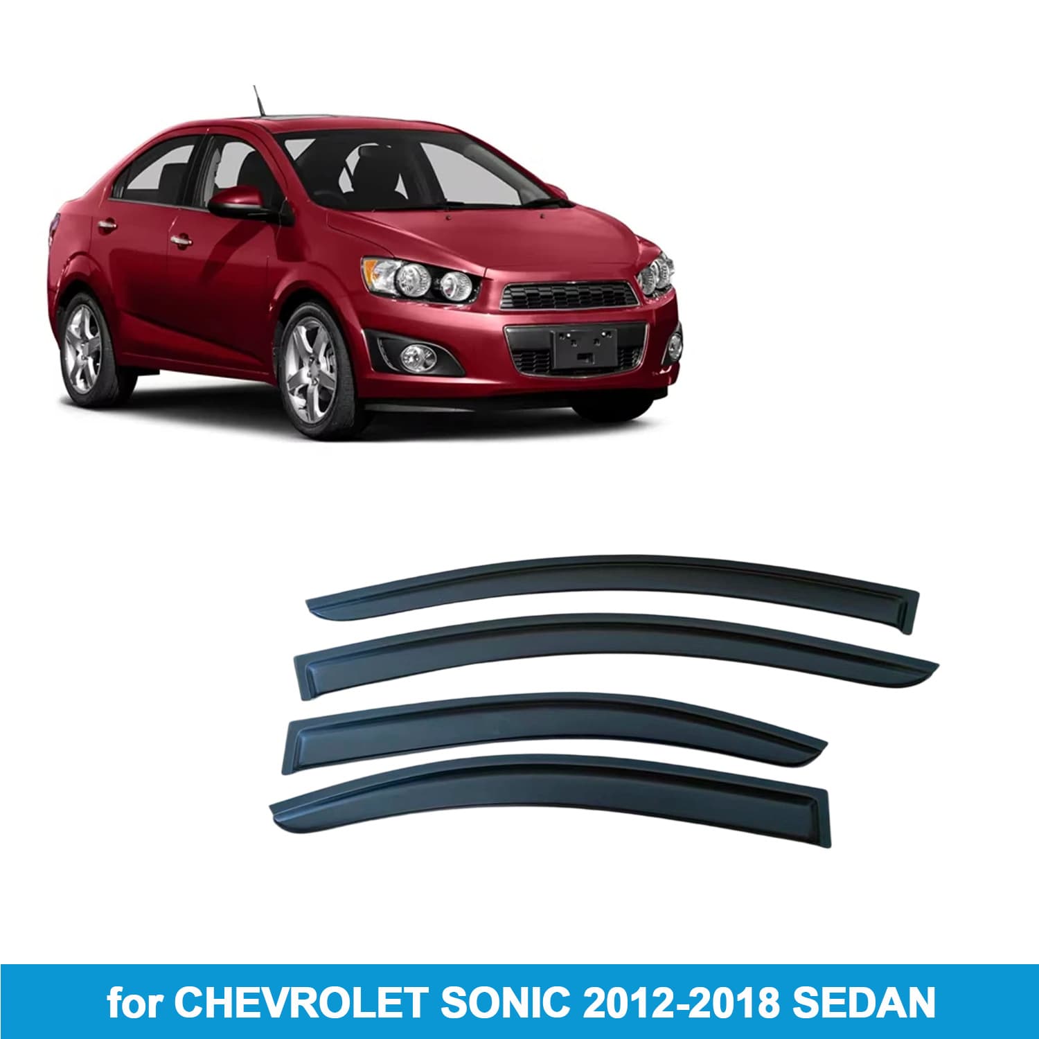 Compatible with Chevrolet Sonic 2012-2018 Sedan Rain Guard Side Window Deflector