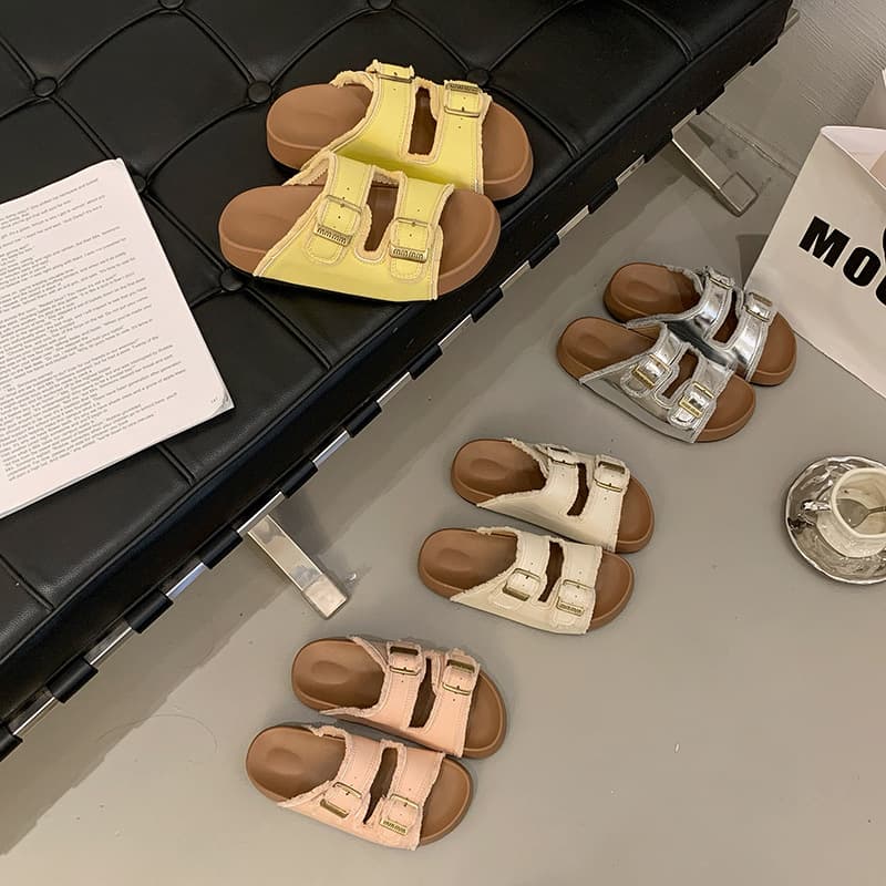 Thick-Soled Birkenstock Sandals for Women 2025 New Summer Trendy Vacation Dress Sandals Beach Flip Flops