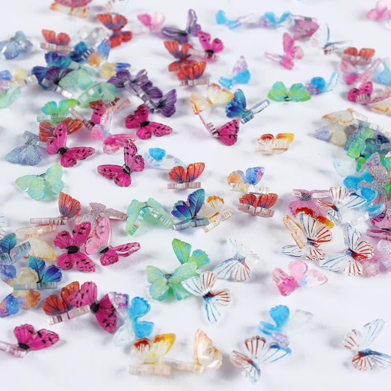ins Little Red Book Same Nail Art Butterfly Jewelry Heat Shrinkable Finished Stereo Frosted Butterfly Nail Sticker