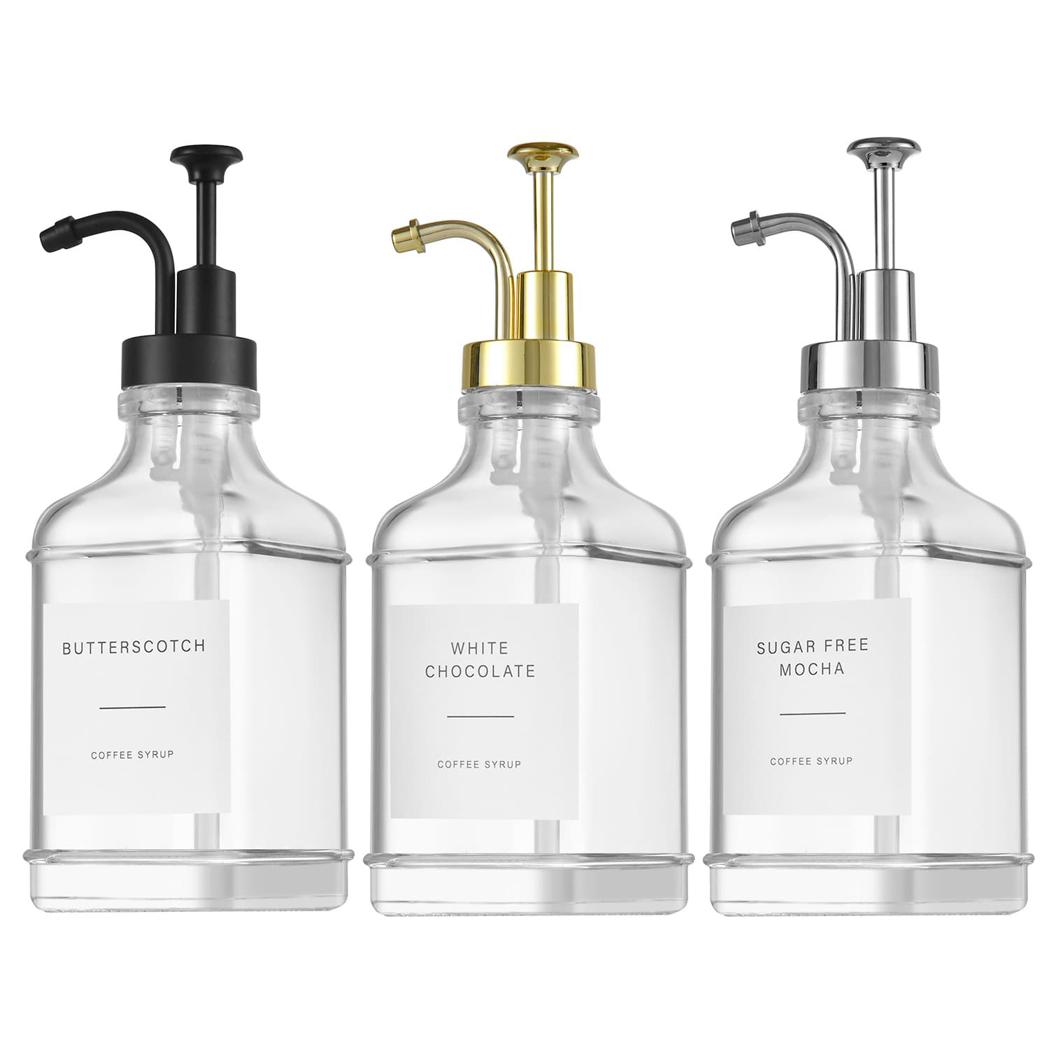 Amazon's new square 16oz coffee syrup dispenser with sticker set 500ml syrup bottle soap bottle