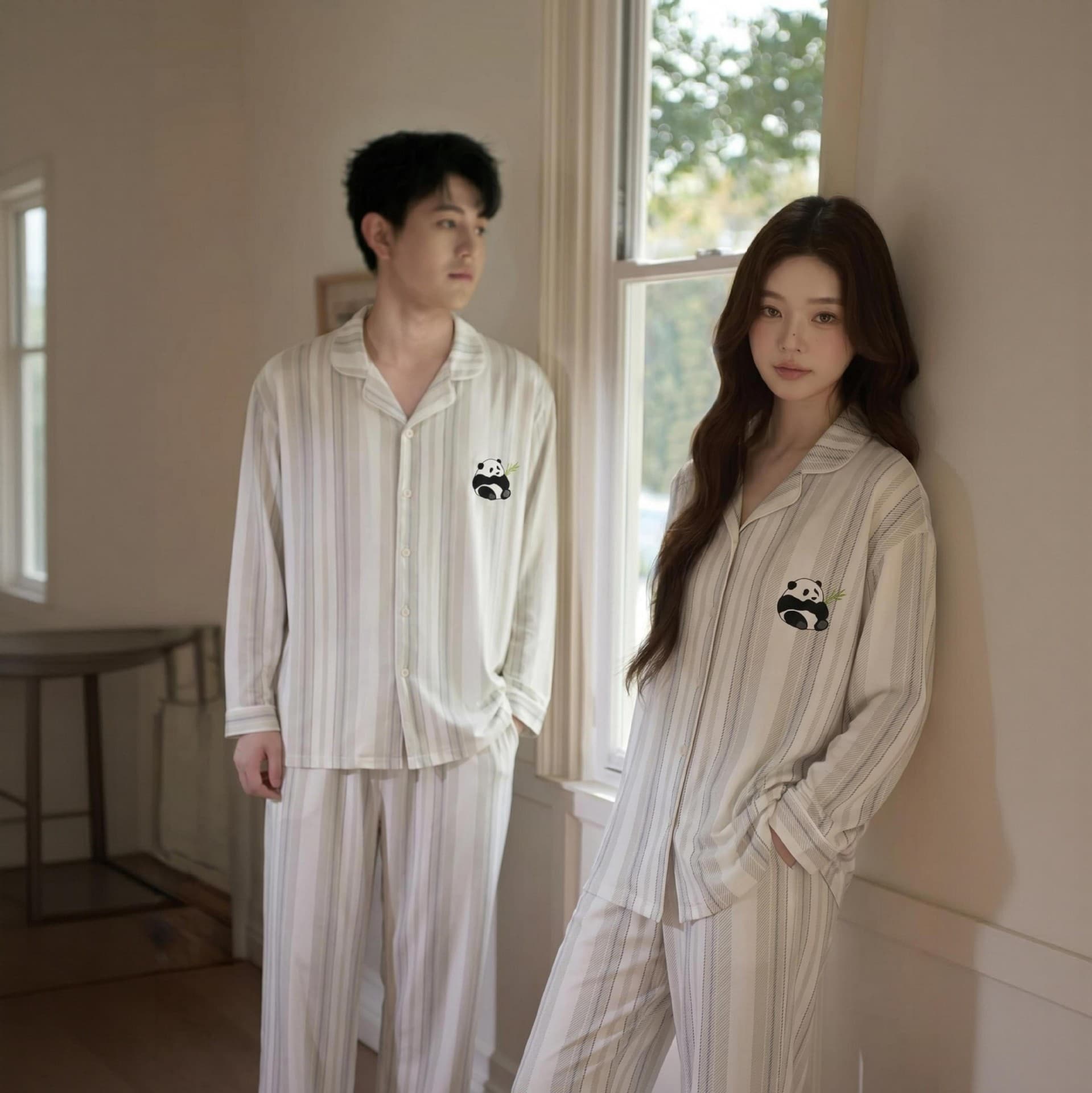 [Antibacterial Xinjiang Cotton] New Class A Pure Cotton Couple Pajamas Women's Long Sleeve Cardigan Long Pants Men's Homewear