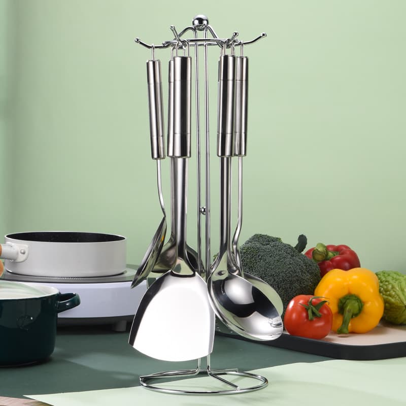 Factory direct sales non-magnetic 201 stainless steel kitchenware set stainless steel cooking spatula stainless steel pot spatula cooking spatula