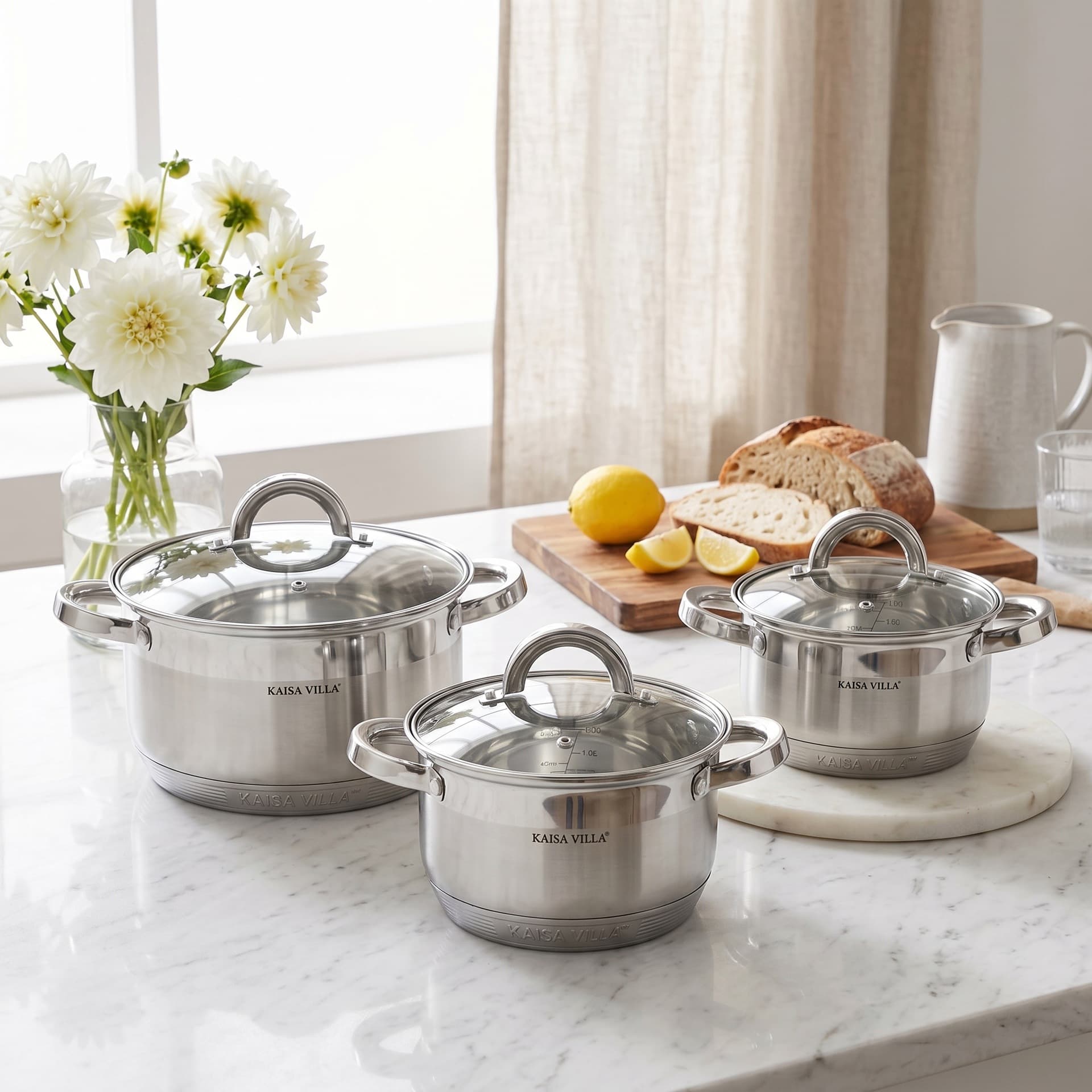 Thickened nine-layer composite bottom food grade 201 stainless steel three soup pot set household kitchenware manufacturer spot wholesale