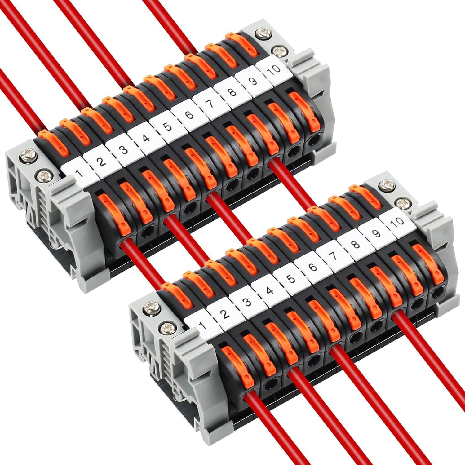 TIHOOK Terminal blocks DIN rail PCT-211, 20 PCS terminal block H