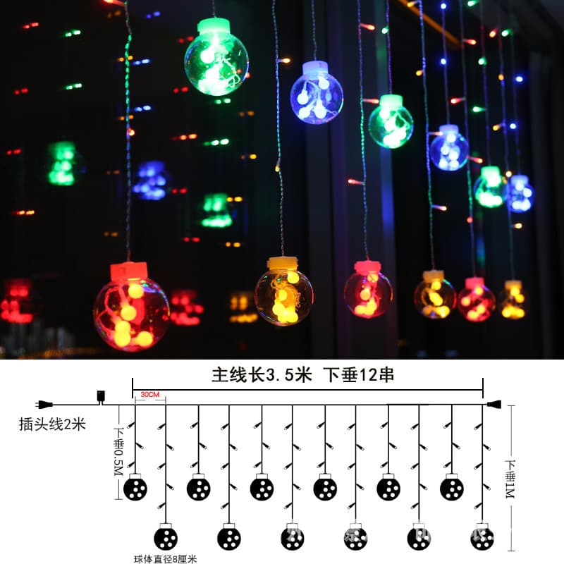 LED Wishing Ball Curtain Light, Garden Decoration Outdoor LED Solar String Light Star Moon Christmas Waterproof Atmosphere Light