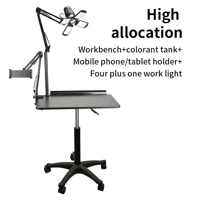 Factory Direct Supply Tattoo-Specific Five-Caster Roller Workbench with Adjustable Height and Universal Phone/Tablet Holder