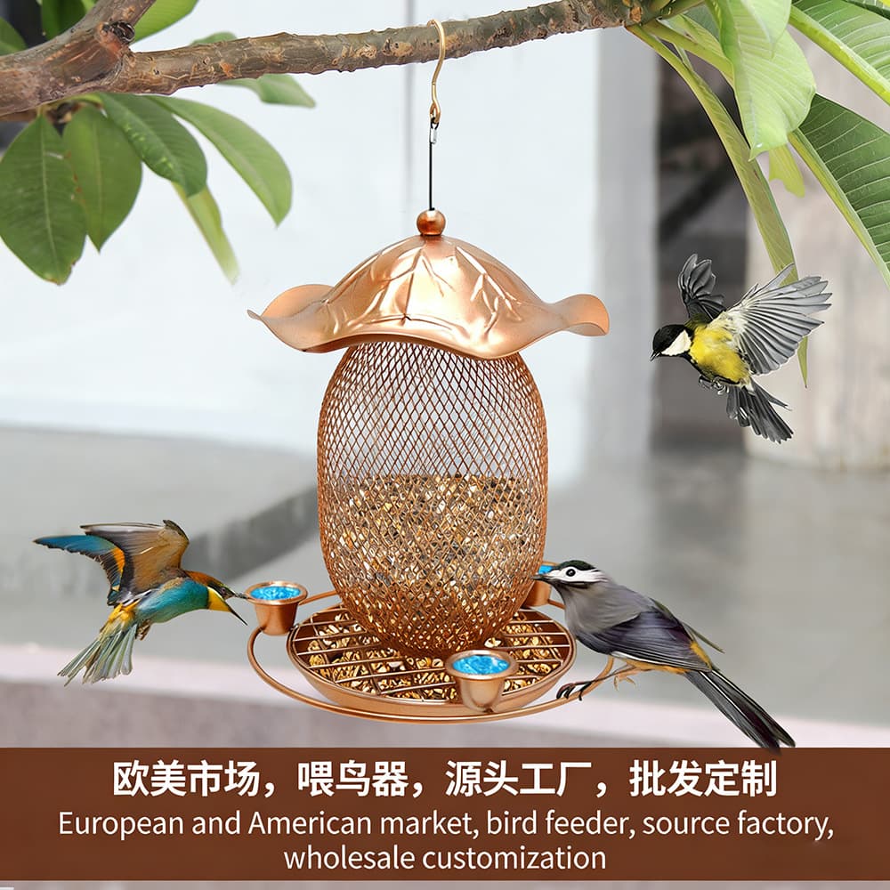Automatic Squirrel-Proof Bird Feeder Outdoor Hanging Hummingbird Waterer Metal Iron Art Wholesale Bird Feeder Feeding Station