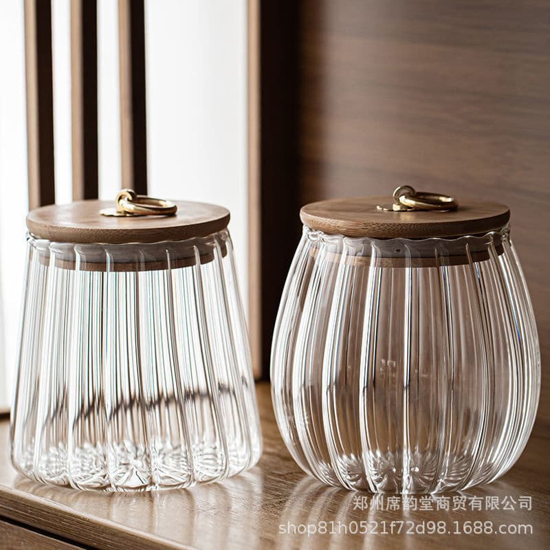 Japanese-style household sealed glass tea canister, Nordic-style snack storage container, scented tea and sugar jar