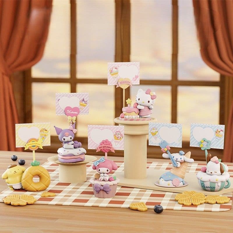 Hello Kitty Dessert Note Ornament Sanrio Blind Box Melody Peripheral Cute Handicraft Office Girl Gift