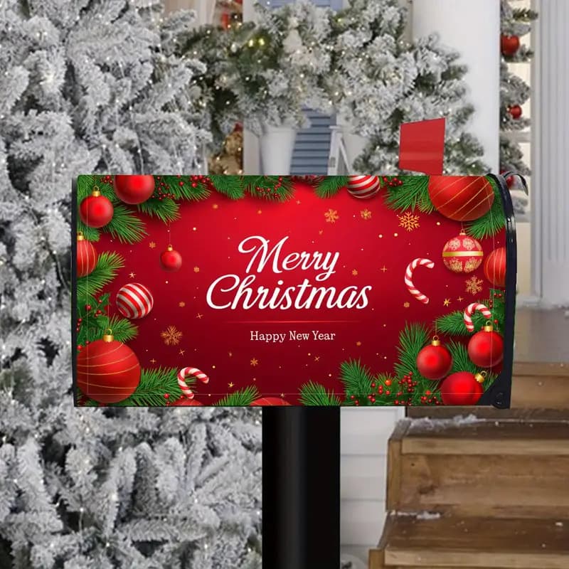 Cross-border Hot Seller "Merry Christmas" Garden Mailbox Cover, Magnetic Winter Snowflake Decorative Mailbox Wrap