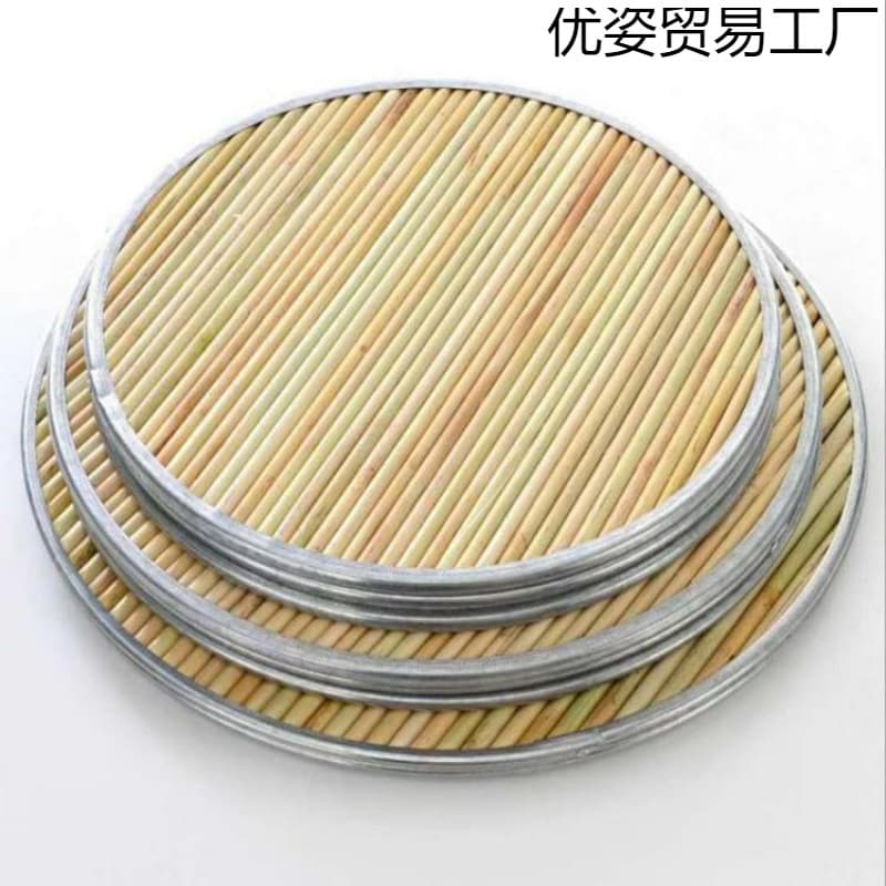 Round Sorghum Stalk Dumpling Tray, Handmade Double-Layer Steamer with Edging, Thickened Noodle Tray, Pot Lid Sorghum Stalk Cover, Zero Tolerance