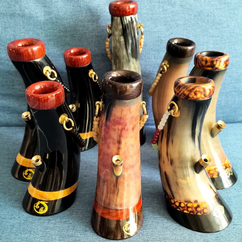 Hookah Horn Tobacco Pipe, Handmade Natural Filter Water Pipe, Portable High-End Short Pipe, Yunnan Guangdong Smoking Accessories