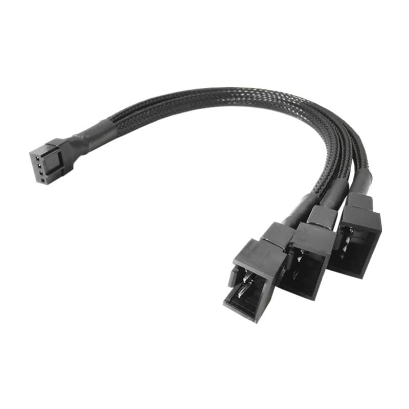 Motherboard 4-Pin Extension Cable, 1-to-3 Splitter, 4Pin Fan 1-to-3 PWM Temperature Control Fan Power Extension Cable