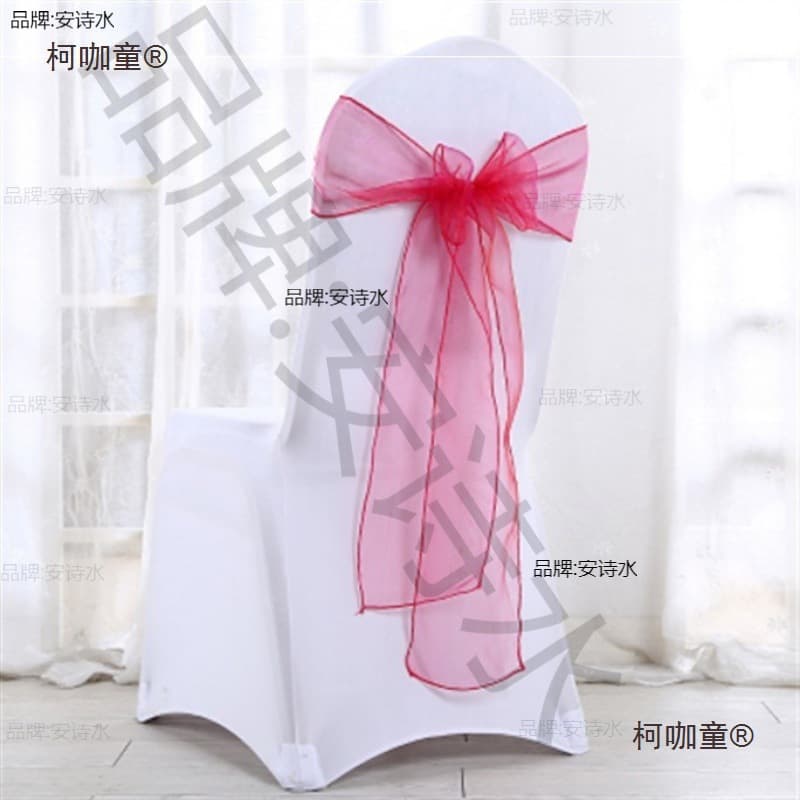 Purple Organza Ribbon Chair Back Bow for Wedding Decoration, Tulle Butterfly Sash