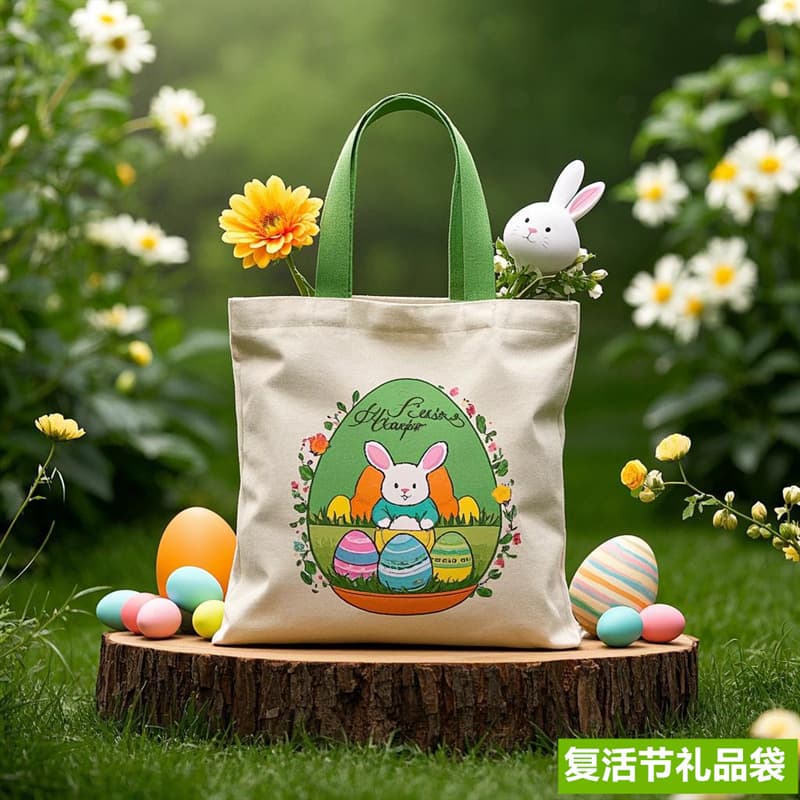 Cross-border spot Easter tote bag Easter egg hunt party reusable gift bag canvas bag customization