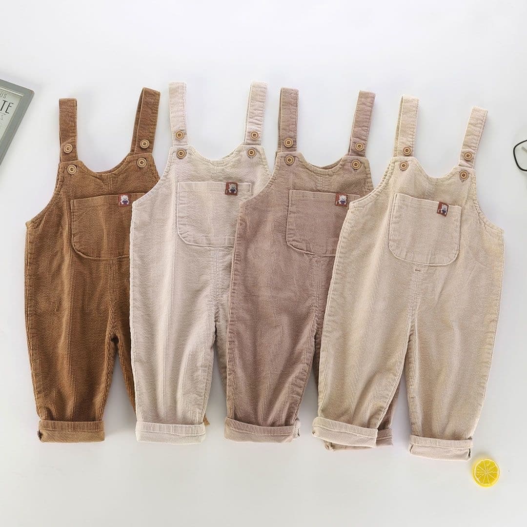 Baby suspenders Category A autumn style can be opened for 1-3 years old corduroy suit jumpsuit pink double pocket cartoon