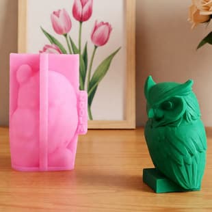 Owl Figurine Mold Decorative Candle Plaster DIY Plaster Figurine Candlestick Silicone Mold W1002