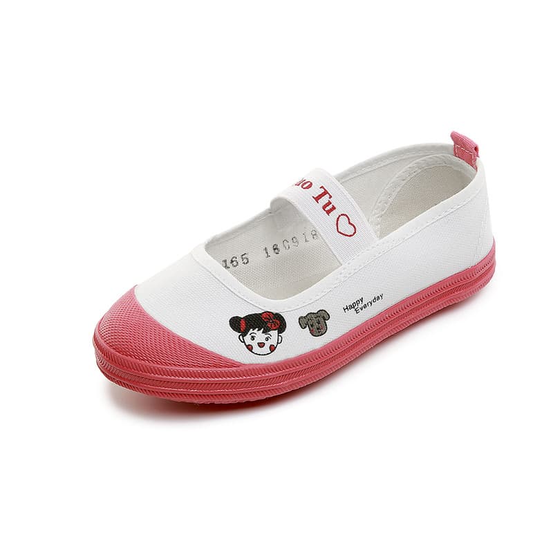 Wholesale Children's Gymnastics Shoes Baby Kindergarten Indoor Slip-On Dance Shoes White Canvas Shoes for Boys and Girls