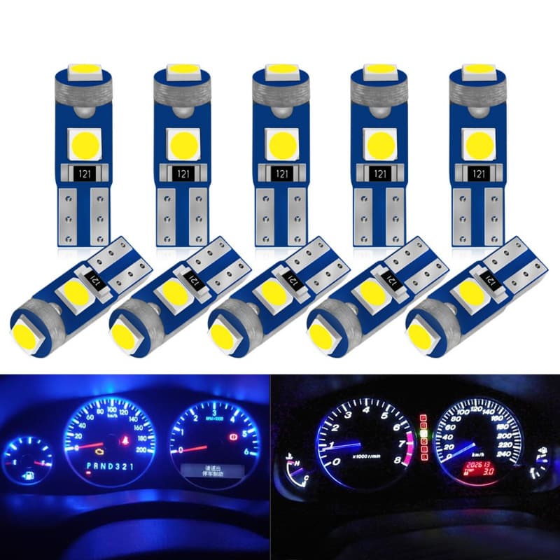 Car High-Brightness T5 3030-3SMD Instrument Light, Air Conditioning Light, Indicator Light, Center Console Light, Gear Light LED 12V
