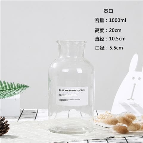 Nordic Glass Vase Home Creative Decorative Ornament Transparent Dried Flower Hydroponic Small Brown Bottle Home Decor
