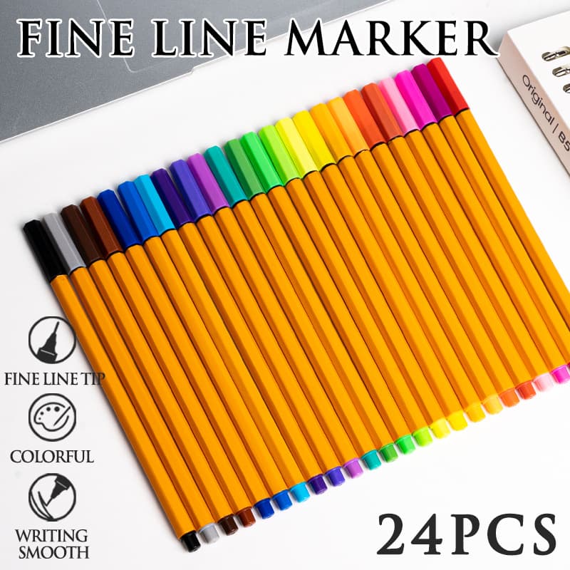 Best-selling 24-color Liner Pen Set, Fiber Fine Line Pens for Drawing and Outlining, Colored Markers, In Stock Wholesale