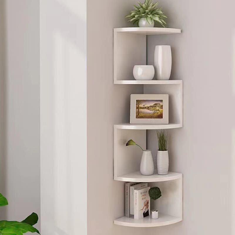 New style storage rack creative home wall corner triangle storage rack wall hanging 5-layer semicircular partition corner bookshelf