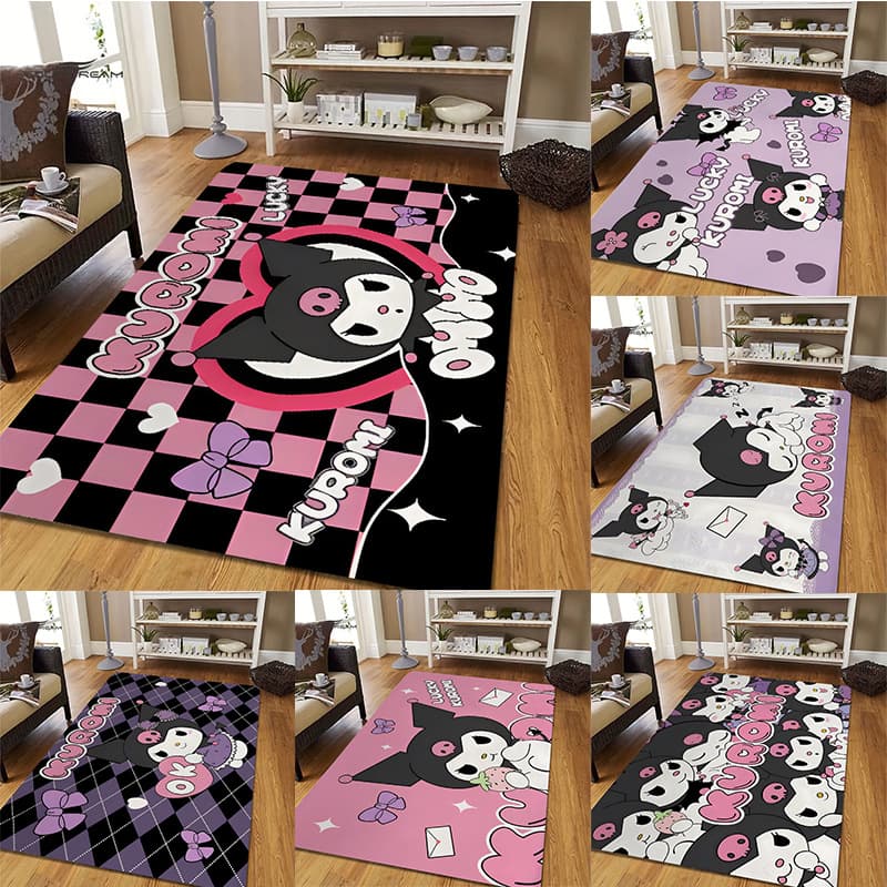 Sanrio Cute Black Beauty Printed Carpet Non-Slip Washable Rug for Home Living Room Bedroom Bathroom