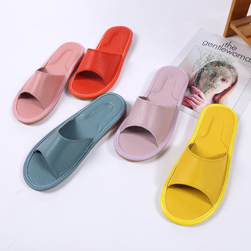 22 new style cowhide home indoor simple non-slip confinement indoor solid bottom genuine leather men's and women's sandals and slippers