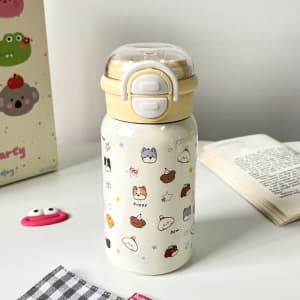 Large capacity new 2025 stainless steel girls straw cup high appearance double beverage thermos cup student school water cup