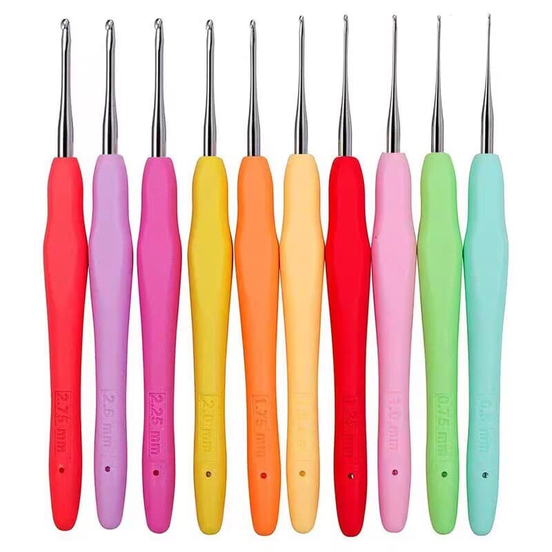 Amazon 10-Piece TPR Lace Crochet Hooks, Soft Handle Aluminum Crochet Hook Set, Colorful Aluminum Lace Crochet Hooks, Fine Crochet Hooks