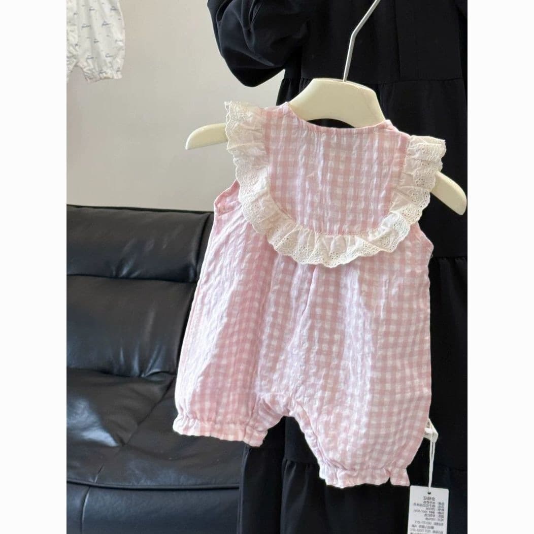 Baby Summer Thin Bodysuit for Girls, Infant Princess Romper, Pink, Other, Long Sleeve