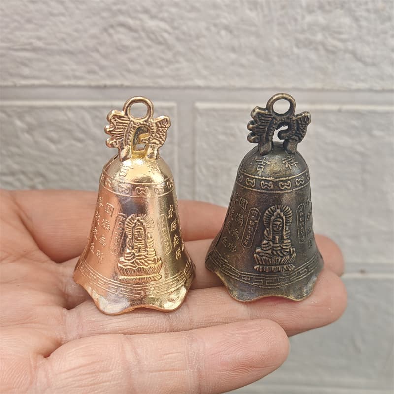 Antique Copper Small Dragon Bell Alloy Pendant Metal Blessing Bell Craft Car Keychain Decoration Copper Coin