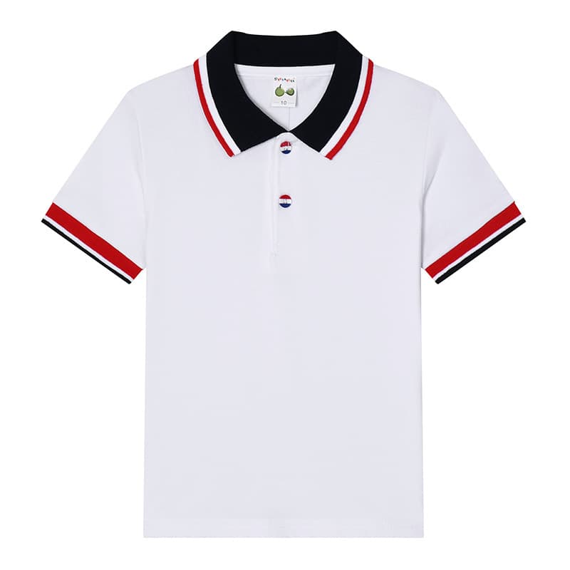 Summer children's T-shirt short-sleeve solid color unisex collared polo shirt elementary school student printed class uniform school uniform custom logo