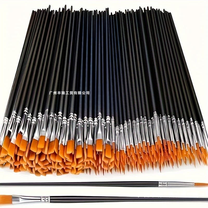 Cross-Border Wholesale Nylon Hair Painting Brush Hook Line Pen Set Oil Painting Brush Plaster Doll Coloring Flat Brush Tip