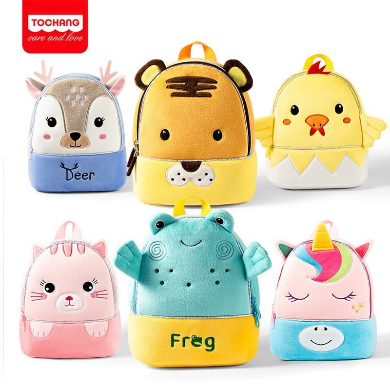 New Kindergarten Plush Cartoon Children's Backpack, Boys and Girls 1-3-5 Years, Small Class Backpack, Medium Class Cute Bag