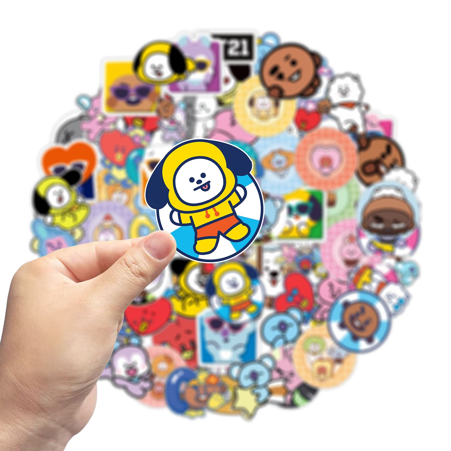 68 Sheets BT21 Cartoon Stickers BTS K-Pop Merch Waterproof Computer Cup Graffiti Stickers Cross-Border Supply