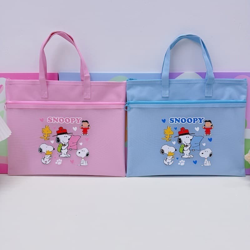 Foreign trade Snoopy cartoon 8K art bag A4 double-layer portable tutoring file bag database test paper storage bag