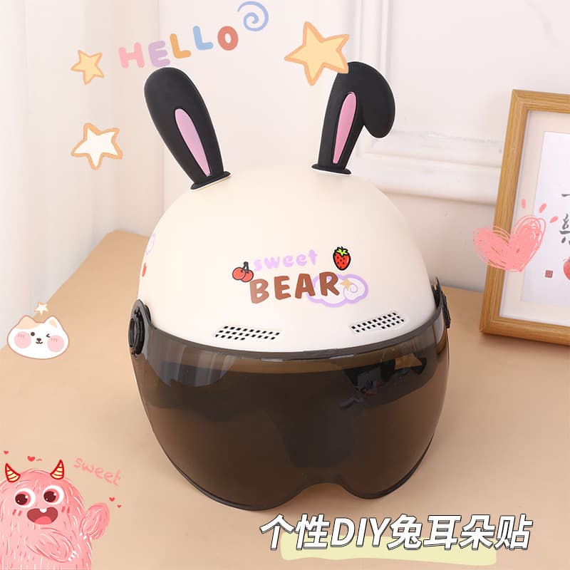 Electric car helmet rabbit ear decoration snowboard helmet decoration double board school helmet ear motorcycle motorcycle modification