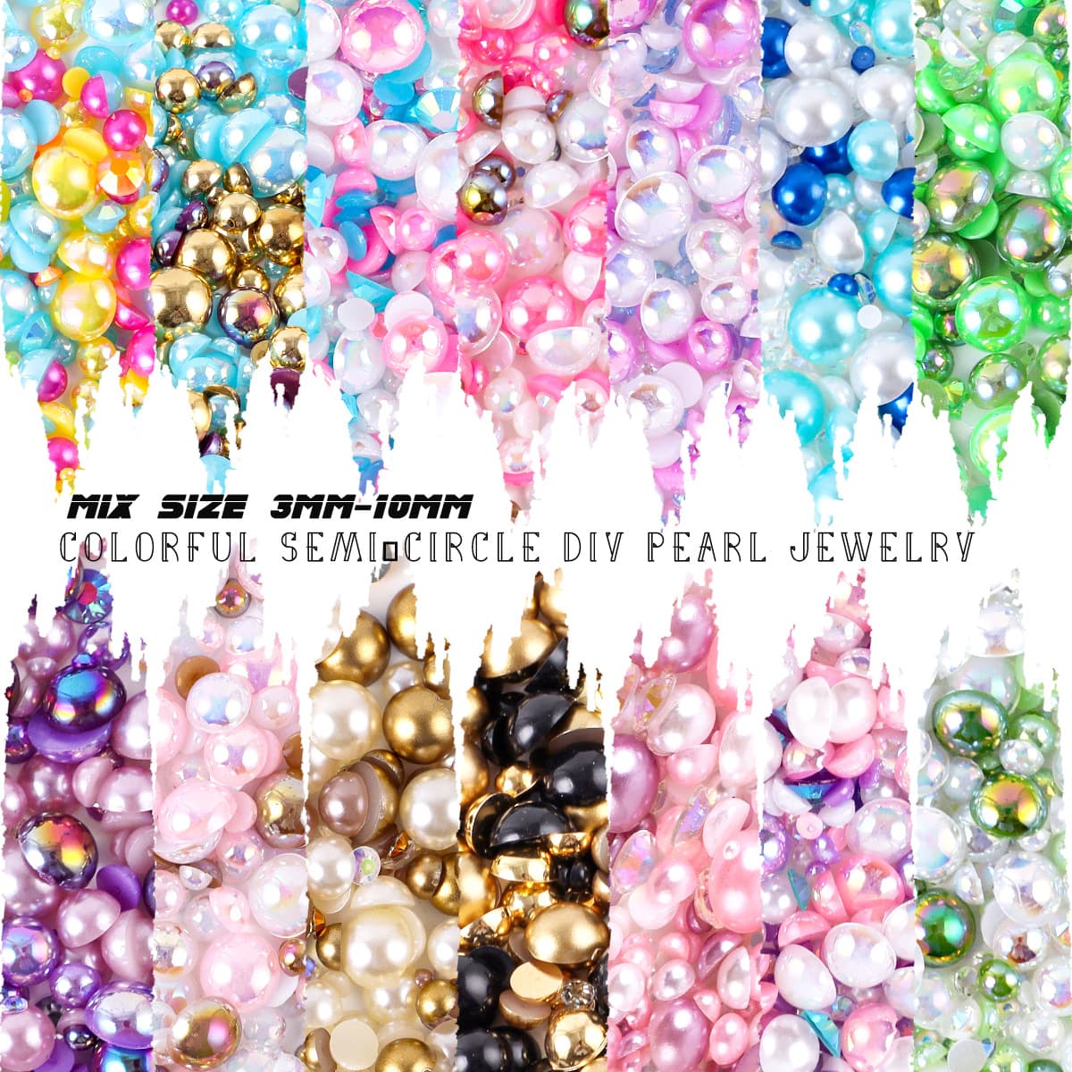 Amazon Bestseller Mixed Size ABS Half Round Pearl Resin Flatback Rhinestones Mixed Pack DIY Nail Art Mug Decoration