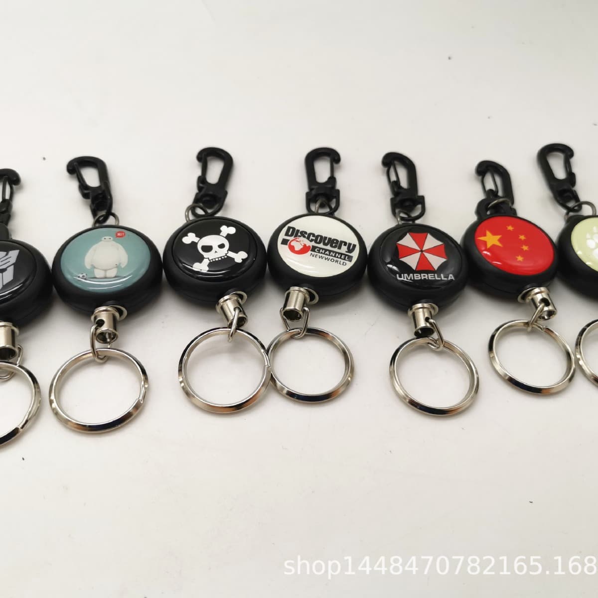 High-Rebound Retractable Steel Wire Key Ring Anti-Loss Anti-Theft Retractable Keychain Easy Pull Ring