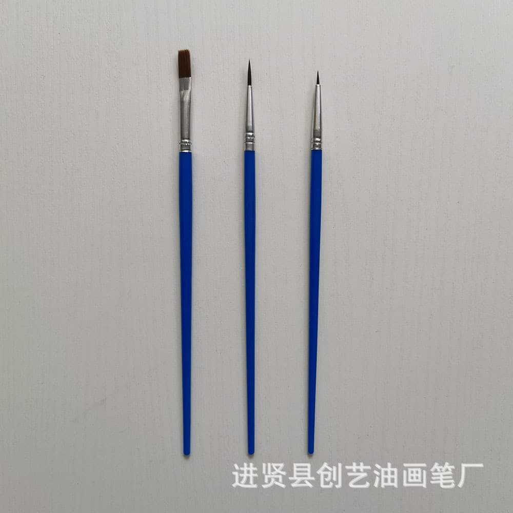 Source stock light blue handle digital oil painting brush, nylon bristle liner brush, flat brush, bulk orders preferred