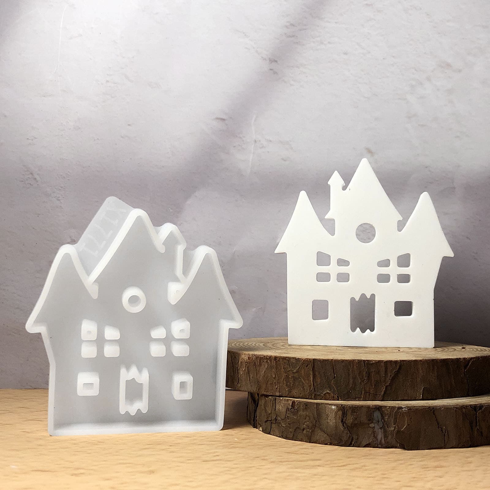 X1771 Halloween Castle 1 Decorative Cement Plaster Mold DIY Silicone Mold