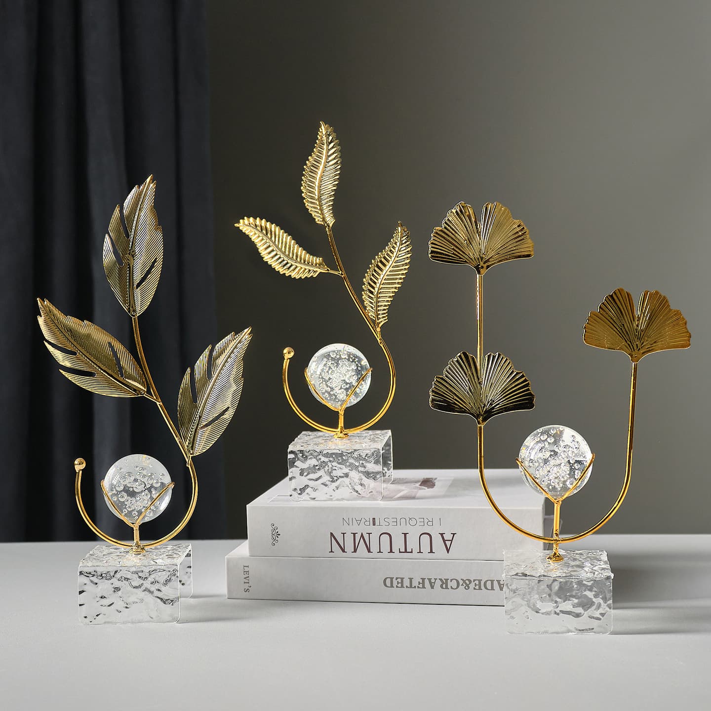 Cross-border Nordic Light Luxury Metal Crystal Ball Ornament Creative Home Office Decoration Iron Art Desktop