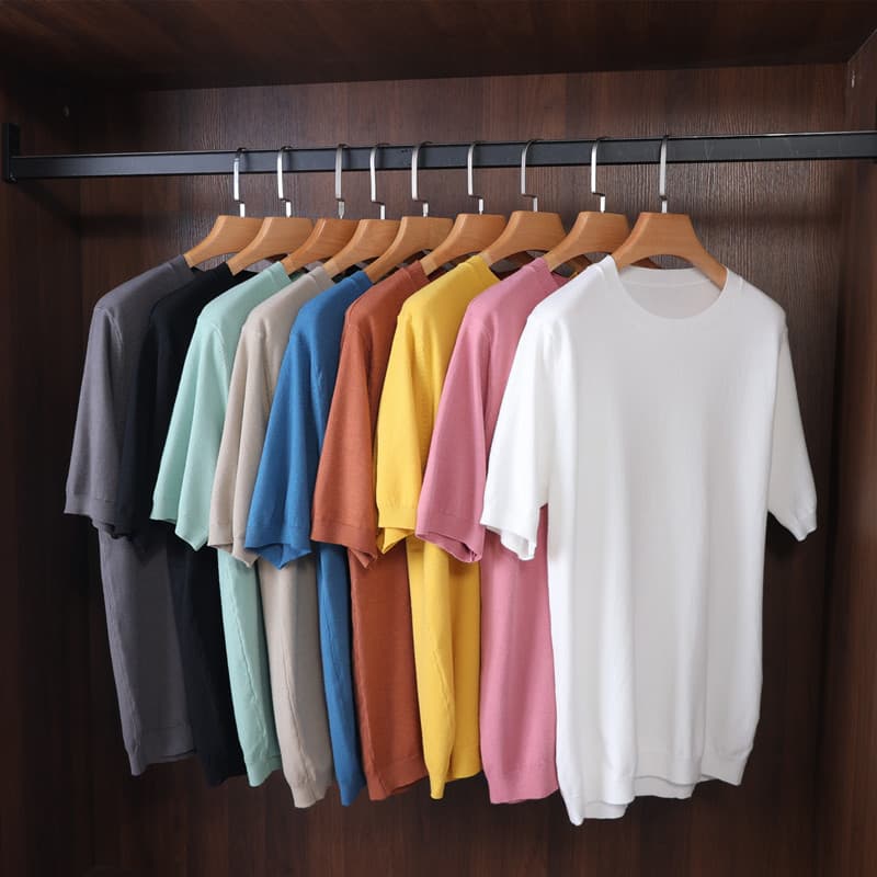 Spring Autumn Men's Short Sleeve Round Neck Knitted Sweater Thin Casual Modal Knitwear Comfortable Loose Fit Summer Top