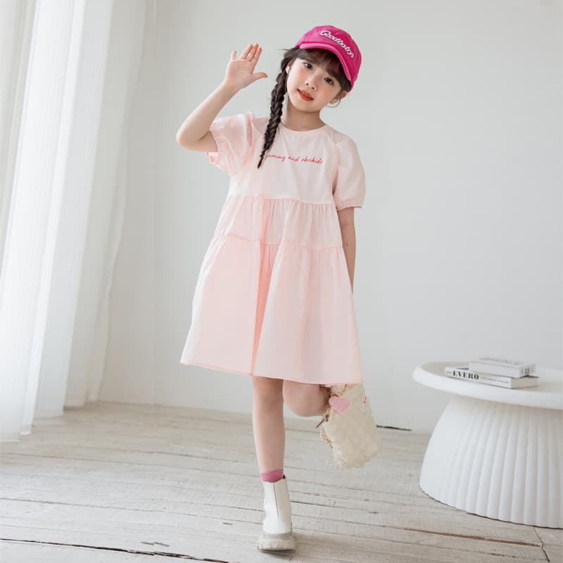 Stylish Short Sleeve Princess Dress For Girls High Quality Puff Sleeve Summer Clothing 2025 Korean Children's Pink Dress